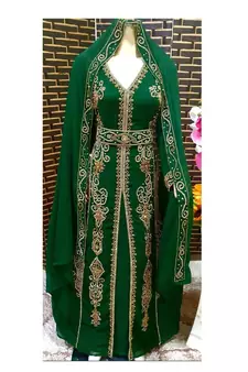 Moroccan Kaftan Abaya Maxi Hand Zari Islamic Floor Length Dress
