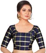 Navylue Color taffeta Checks Readymade Saree Blouse
