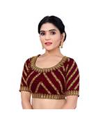 Women's Satin Silk Maroon Color Embroidered Work Satin Silk Readymade Saree Blouse