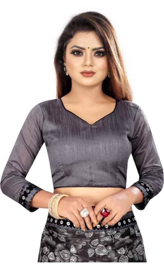 Grey Printed Lycra Based Ruffle Saree - Manmohak - 3525230