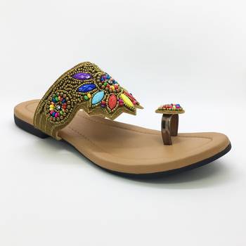 beige synthetic sandals flats women footwear 1
