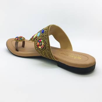 beige synthetic sandals flats women footwear 2