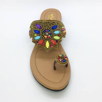 beige synthetic sandals flats women footwear 4