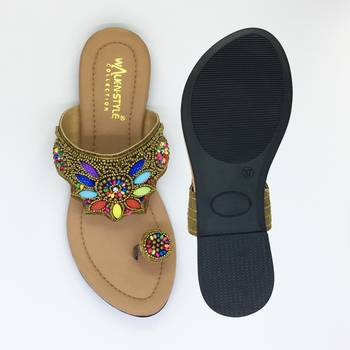 beige synthetic sandals flats women footwear 5