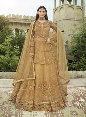 Gold embroidered net salwar 1