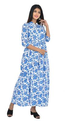 Blue Saganeri Hand Block Print Pure Cotton Kurti  3
