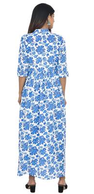 Blue Saganeri Hand Block Print Pure Cotton Kurti  5