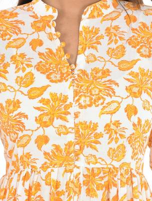 Yellow Handblock Print Pure Cotton Kurti 2