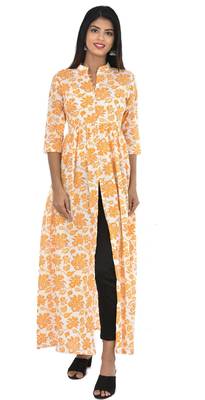 Yellow Handblock Print Pure Cotton Kurti 6