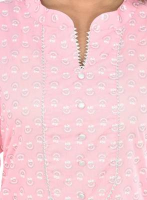 Pink Embroidered Pure Cotton Jaipuri Kurti 4