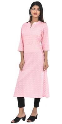 Pink Embroidered Pure Cotton Jaipuri Kurti 5
