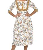 Golden Color Dress Pure Cotton Saganeri Print