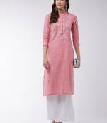 Pink printed cotton kurtis
