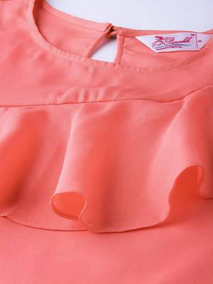 Orange printed polyester kurtis 4