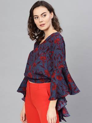 Blue printed polyester kurtis 2