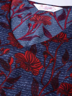 Blue printed polyester kurtis 4