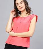 Orange printed polyester kurtis