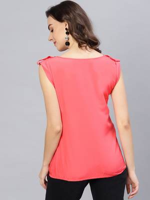 Orange printed polyester kurtis 3