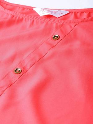Orange printed polyester kurtis 4