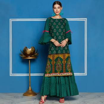 Green printed rayon kurtis 2