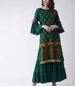 Green printed rayon kurtis