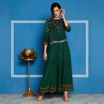 Green printed rayon kurtis 1