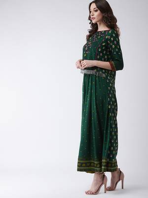 Green printed rayon kurtis 2