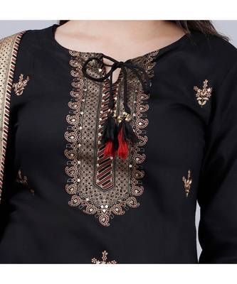 rayon embroidered ethnic kurti plazo with dupatta 2