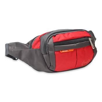 NFI essentials Waist Pack Travel Handy Hiking Zip Pouch Document Money Phone Belt Sport Bag Bum Bag Men and Women (Red) 2