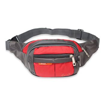 NFI essentials Waist Pack Travel Handy Hiking Zip Pouch Document Money Phone Belt Sport Bag Bum Bag Men and Women (Red) 1