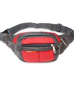 NFI essentials Waist Pack Travel Handy Hiking Zip Pouch Document Money Phone Belt Sport Bag Bum Bag Men and Women (Red)