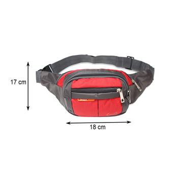 NFI essentials Waist Pack Travel Handy Hiking Zip Pouch Document Money Phone Belt Sport Bag Bum Bag Men and Women (Red) 5