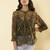 Mandrain Collar 3/4 Sleeeves Printed Shirt