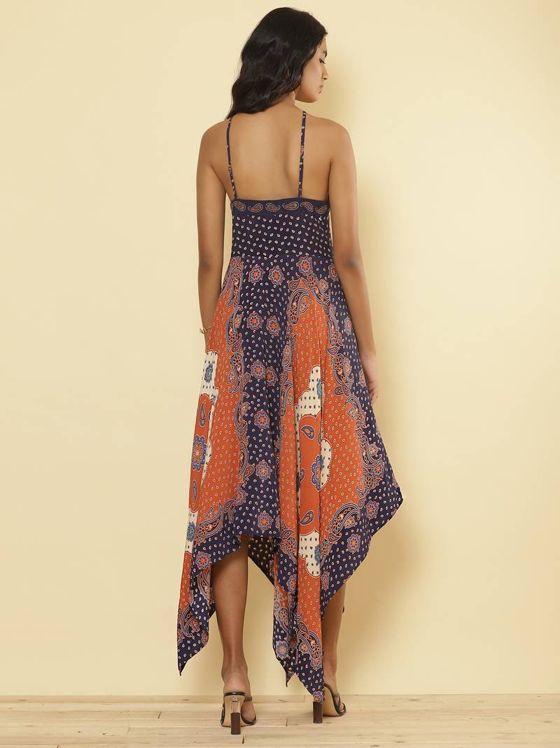 Halter Neck Printed Long Dress