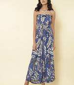 Blue Floral Off Shoulder Jumpsuit