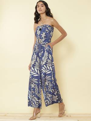 Blue Floral Off Shoulder Jumpsuit 2