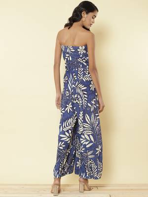 Blue Floral Off Shoulder Jumpsuit 4