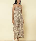 Grey Floral Off Shoulder Jumpsuit