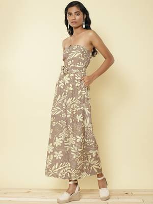Grey Floral Off Shoulder Jumpsuit 2