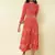 Band Collar 3/4Th Sleeves Printed Long Dress