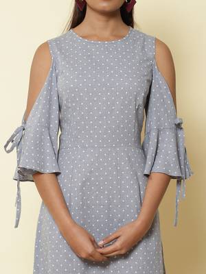 Round Neck Half Sleeves Solid Short Dress 5
