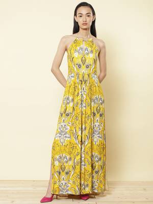 Halter Neck Printed Long Dress 1