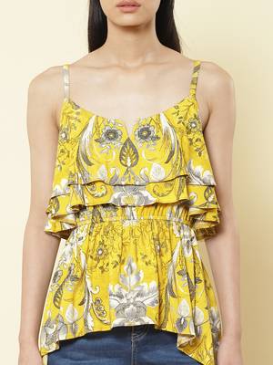 Round Neck Printed Strappy Short Top 4