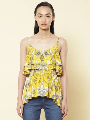 Round Neck Printed Strappy Short Top 6
