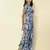 Mandrain Collar Half Sleeves Printed Long Shirt Dress