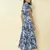 Mandrain Collar Half Sleeves Printed Long Shirt Dress