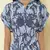 Mandrain Collar Half Sleeves Printed Long Shirt Dress