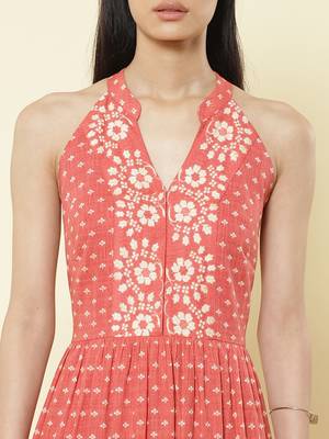 Halter Neck Printed Long Dress 4