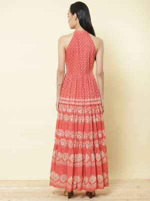 Halter Neck Printed Long Dress 5