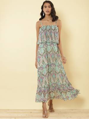 Printed Strappy Long Dress 1